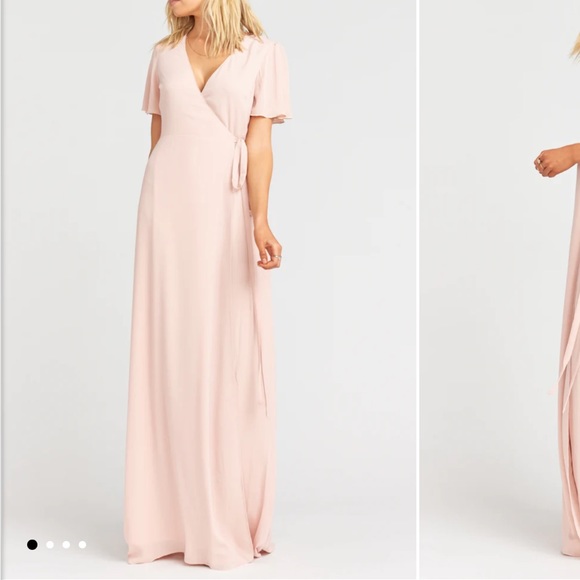 EUC Show Me Your Mumu Noelle Flutter Sleeve Wrap Dress in Dusty Blush - Picture 4 of 10